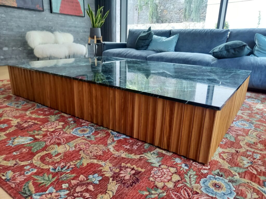 Oak and Marble Coffee Table